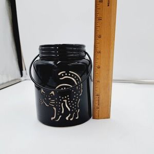 Black Cat Halloween Tea Light Holder Luminary metal handle